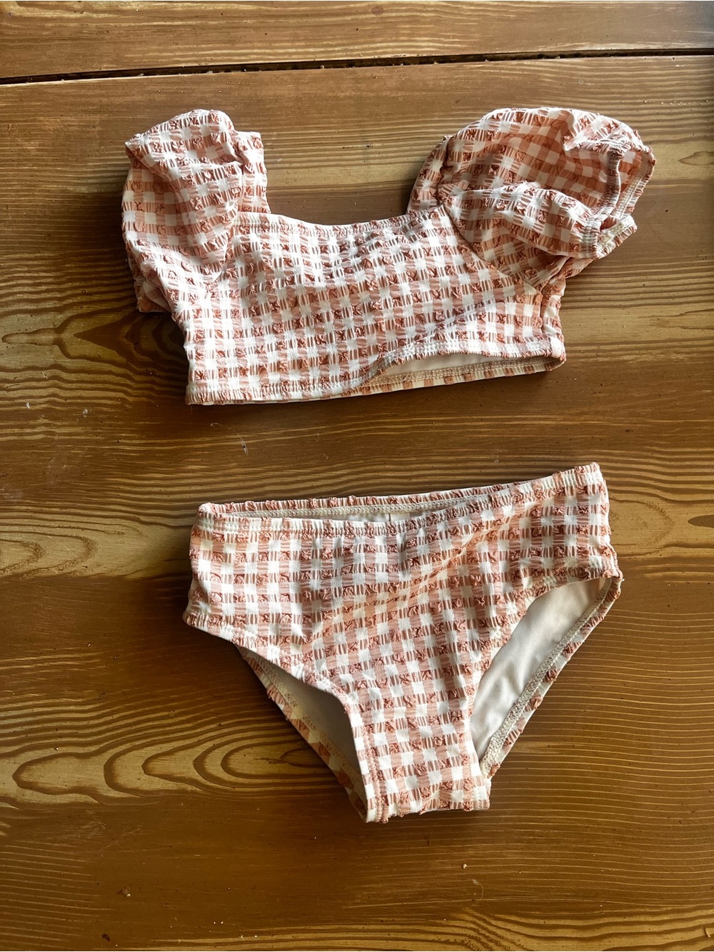 Quincy Mae Peach and White Plaid Two-Piece